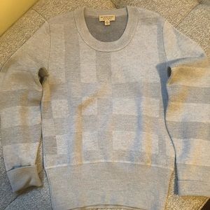 Burberry Women’s Check Knit Wool Blend Sweater Mid Gray XS